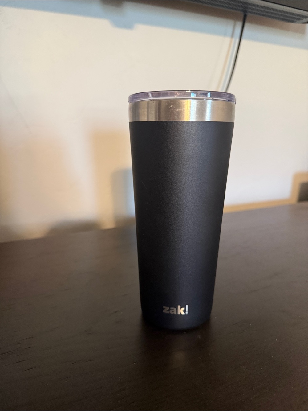 Zak! Black Travel Tumbler with Clear Lid - Insulated Stainless Steel